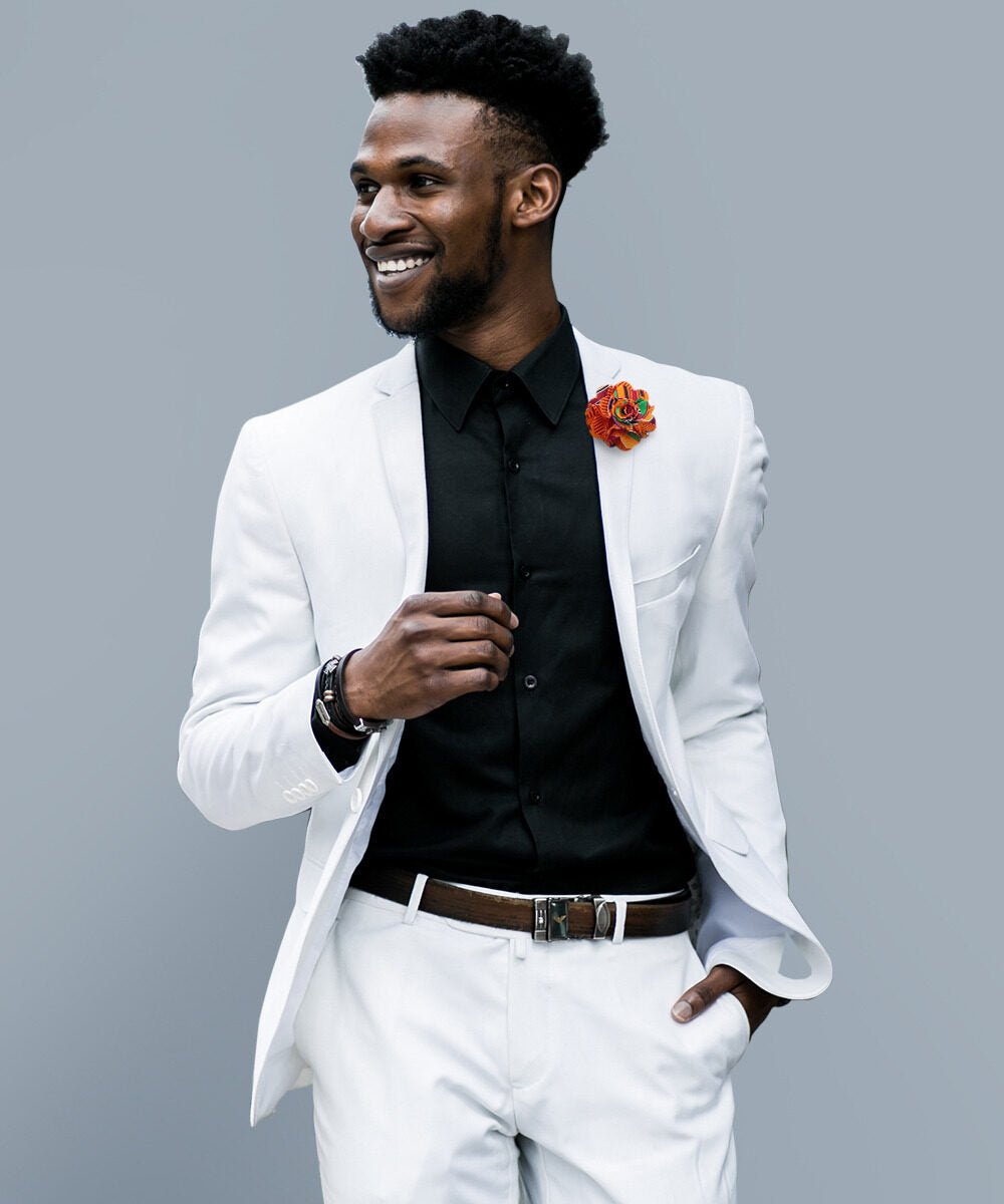 Vittorio Vico Unisex Kente Satin Flower Lapel Pin