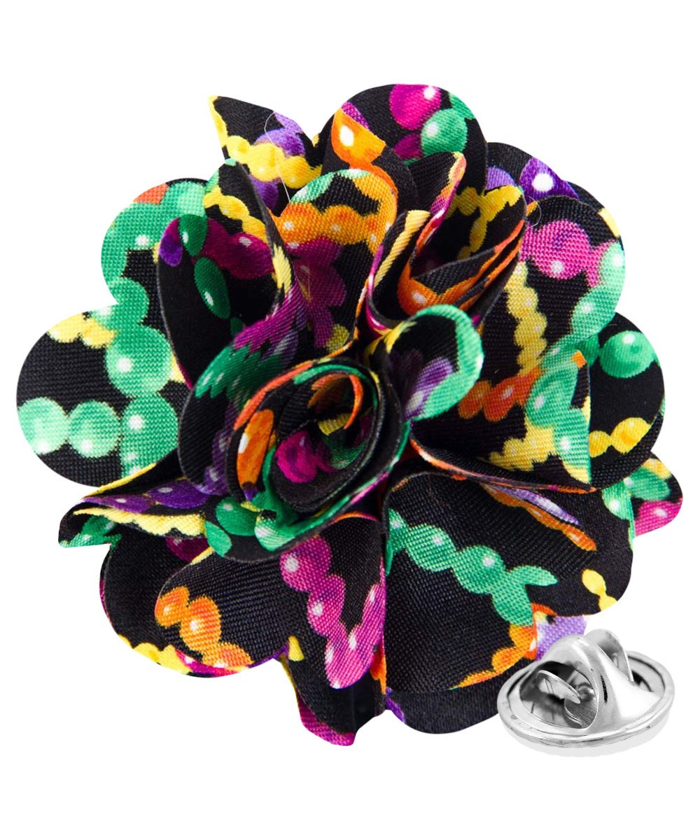 Vittorio Vico Unisex Mardi Gras Satin Flower Lapel Pin