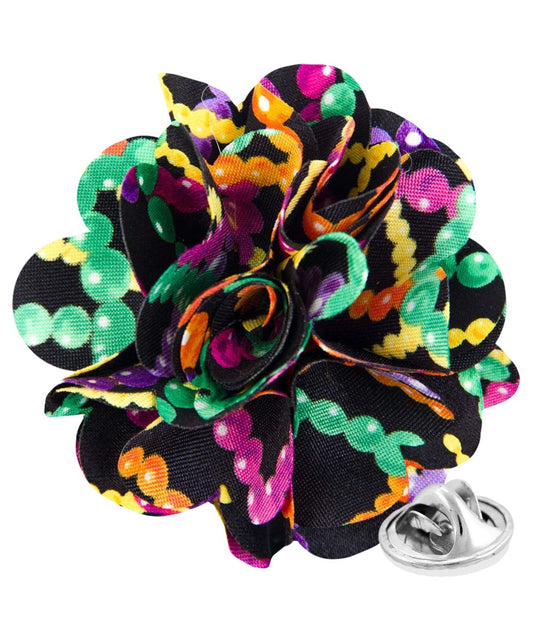 Vittorio Vico Unisex Mardi Gras Satin Flower Lapel Pin
