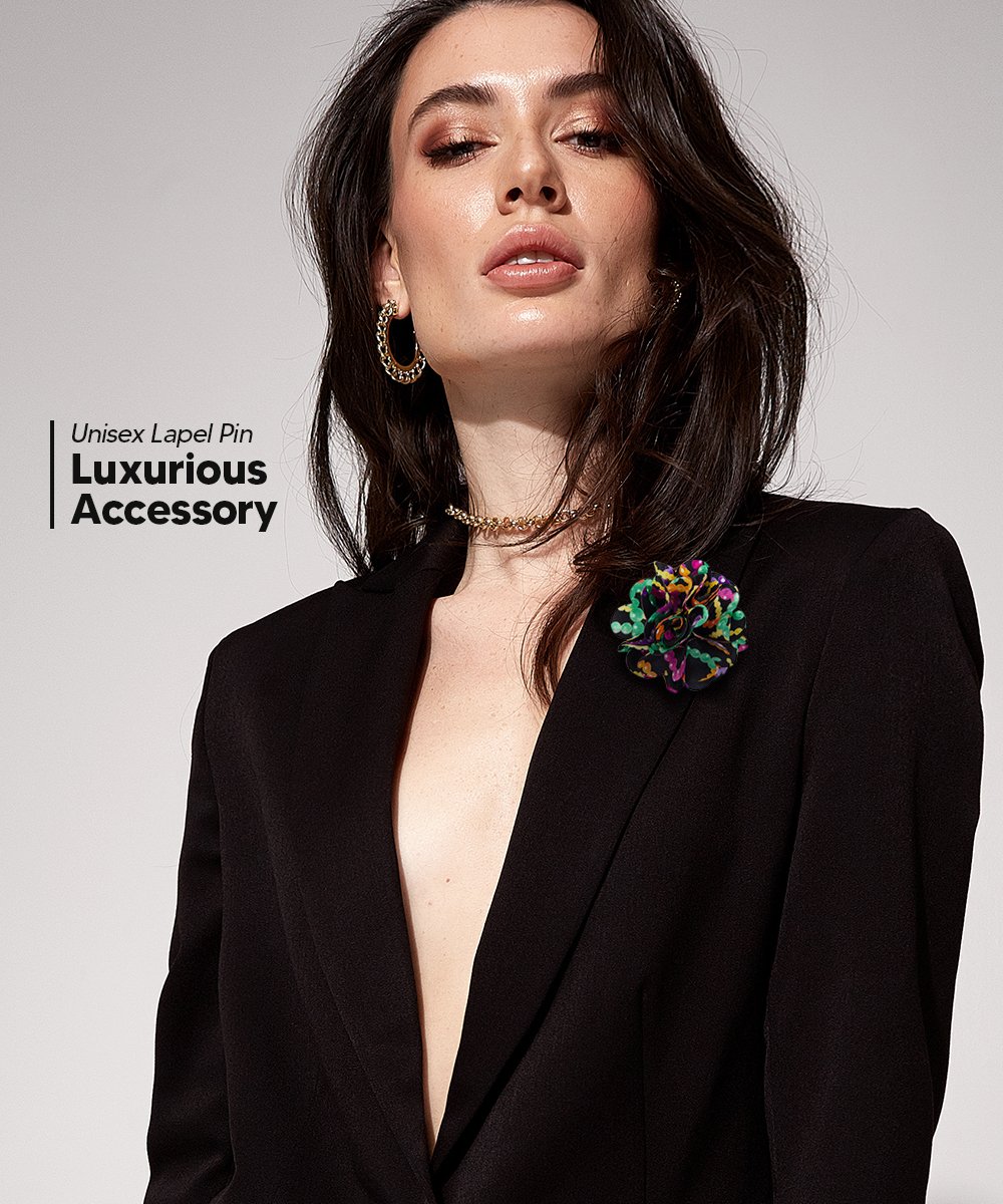 Vittorio Vico Unisex Mardi Gras Satin Flower Lapel Pin