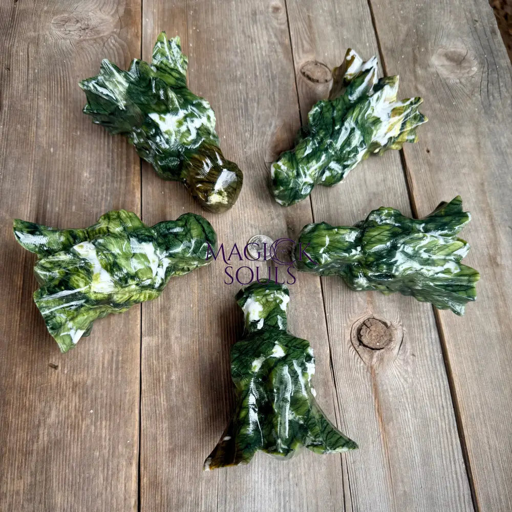 Large Serpentine Jade Dragon Head Crystal Carving