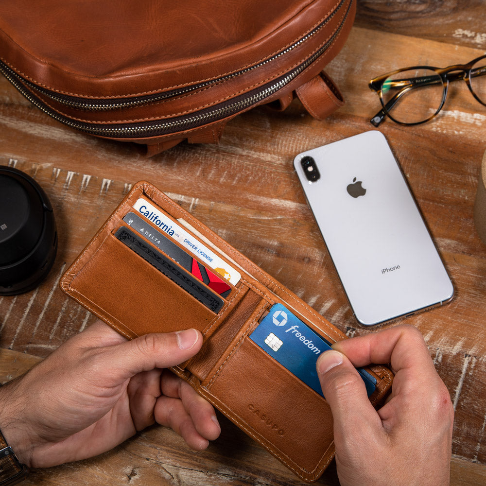 Large Billfold Wallet with RFID protection - Natural