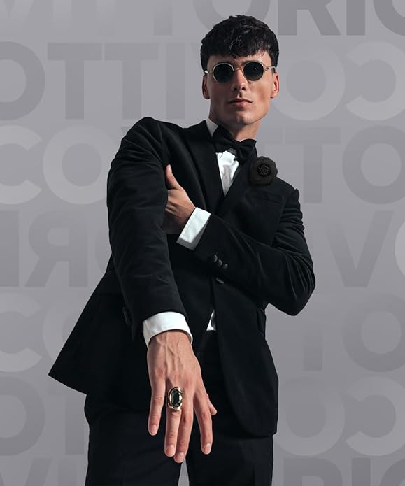 Vittorio Vico Unisex Leather Flower Lapel Pin