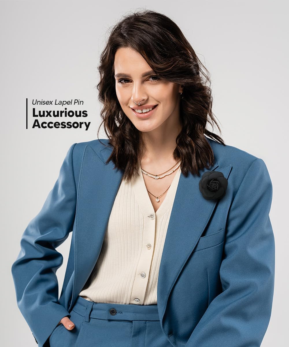 Vittorio Vico Unisex Leather Flower Lapel Pin