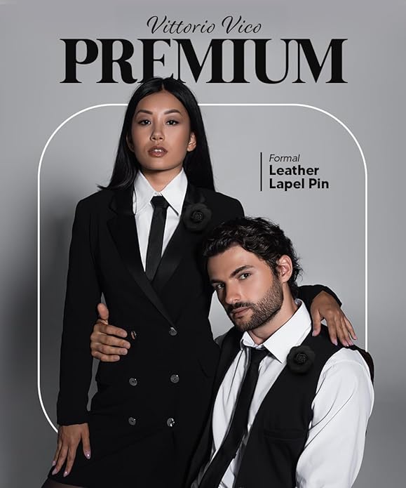 Vittorio Vico Unisex Leather Flower Lapel Pin