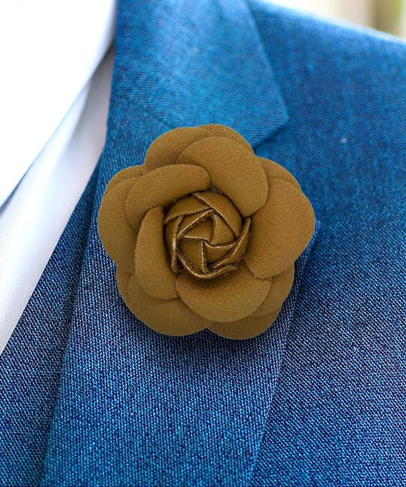 Vittorio Vico Unisex Leather Flower Lapel Pin