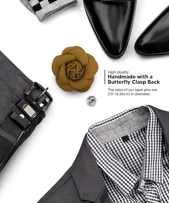 Vittorio Vico Unisex Leather Flower Lapel Pin