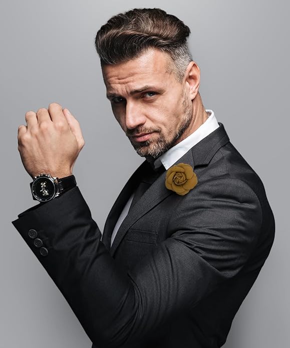 Vittorio Vico Unisex Leather Flower Lapel Pin