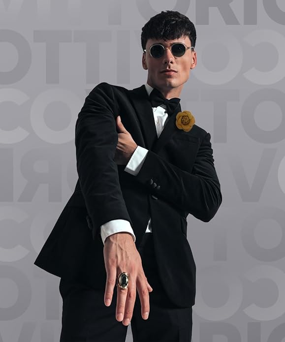 Vittorio Vico Unisex Leather Flower Lapel Pin