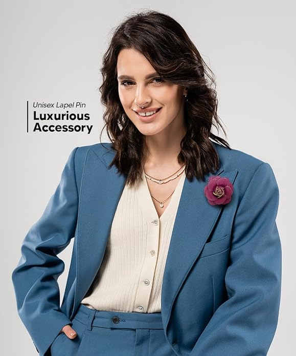 Vittorio Vico Unisex Leather Flower Lapel Pin