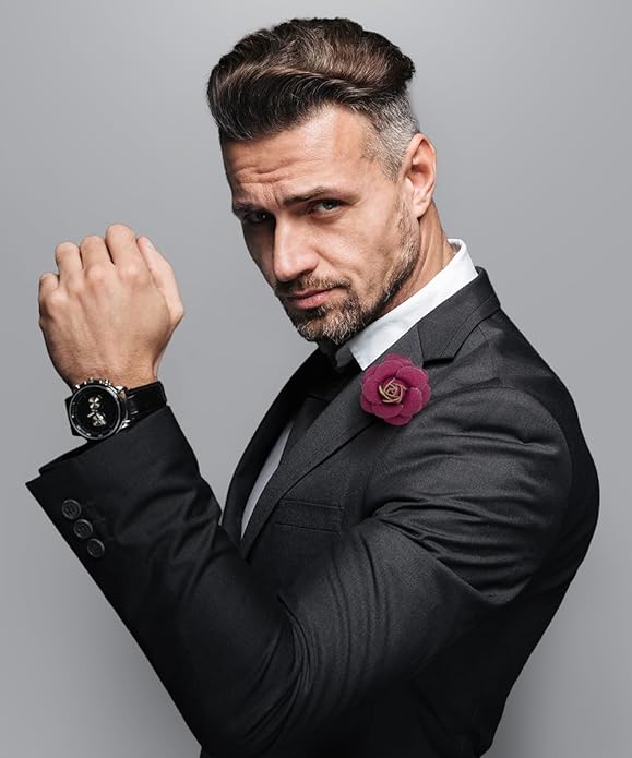 Vittorio Vico Unisex Leather Flower Lapel Pin