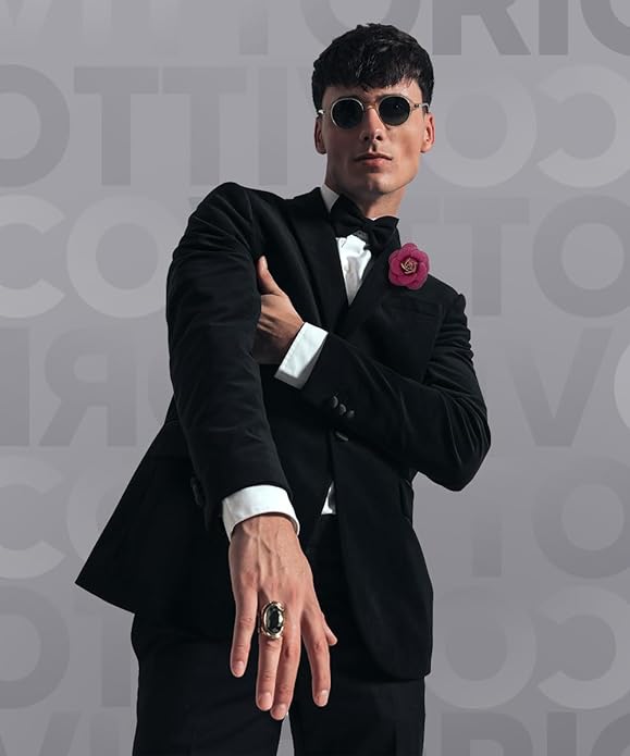 Vittorio Vico Unisex Leather Flower Lapel Pin