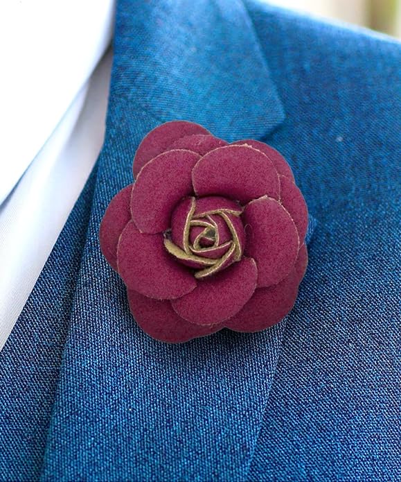 Vittorio Vico Unisex Leather Flower Lapel Pin