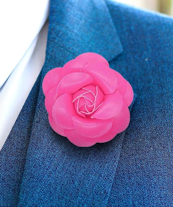 Vittorio Vico Unisex Leather Flower Lapel Pin