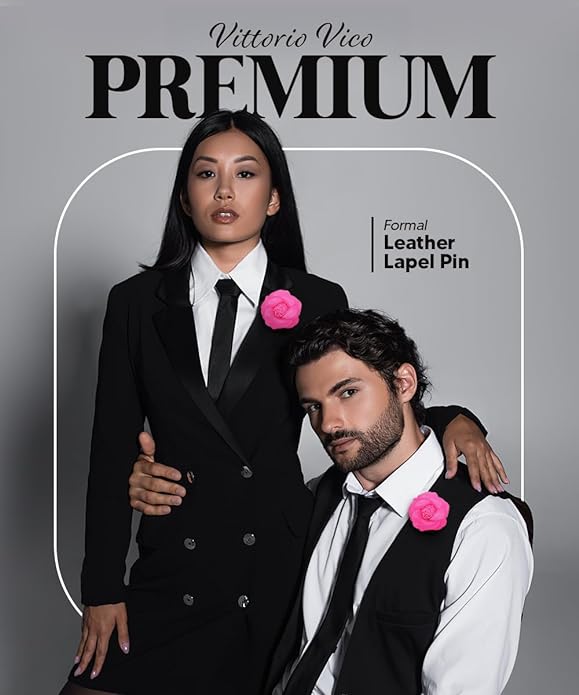 Vittorio Vico Unisex Leather Flower Lapel Pin