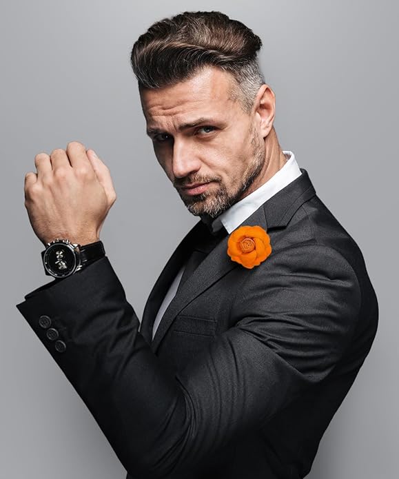 Vittorio Vico Unisex Leather Flower Lapel Pin