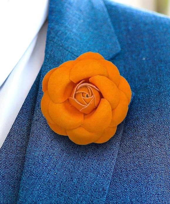 Vittorio Vico Unisex Leather Flower Lapel Pin