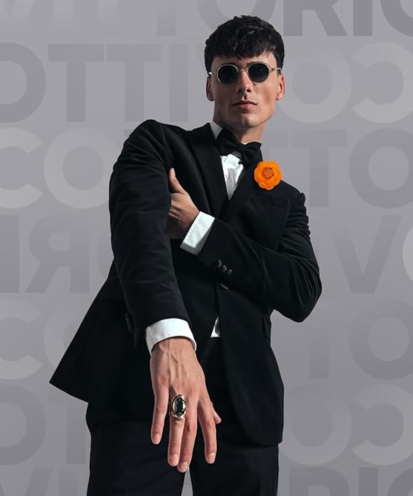 Vittorio Vico Unisex Leather Flower Lapel Pin