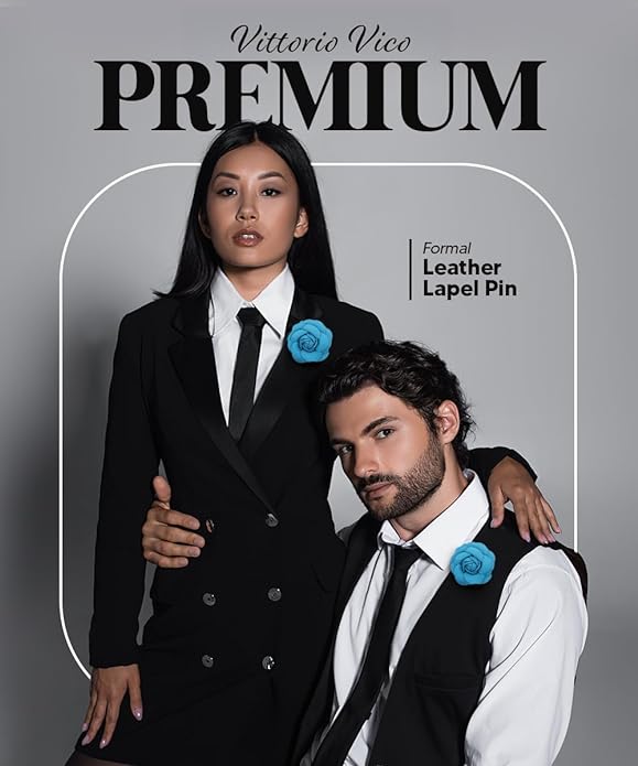 Vittorio Vico Unisex Leather Flower Lapel Pin