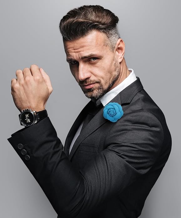 Vittorio Vico Unisex Leather Flower Lapel Pin