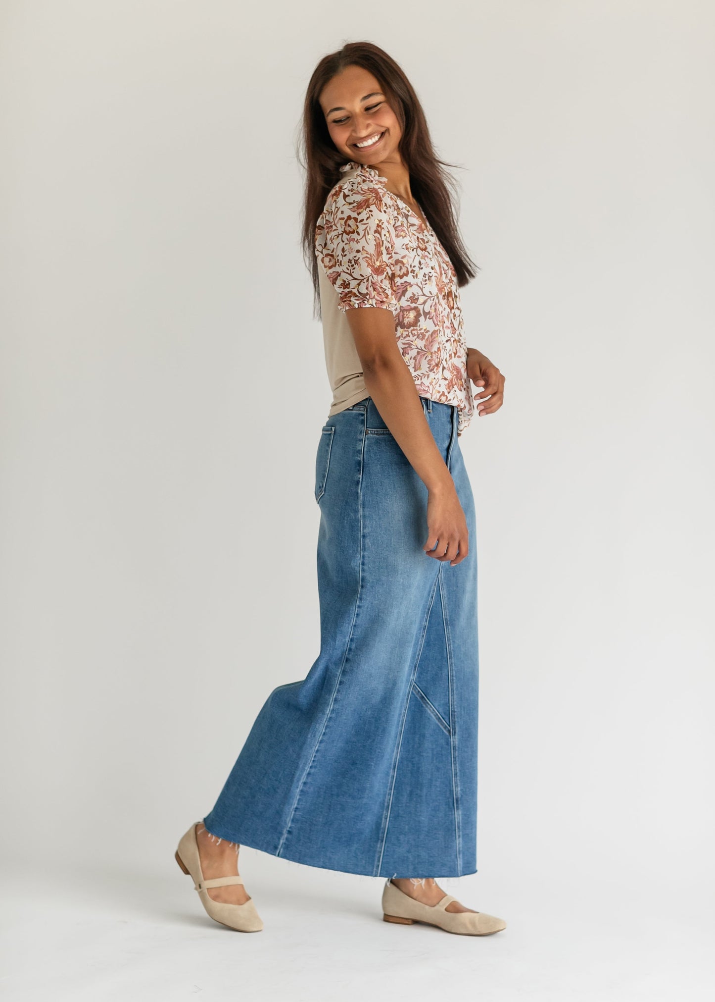 Lee A-Line Raw Hem Maxi Skirt - Concordia Style Boutique