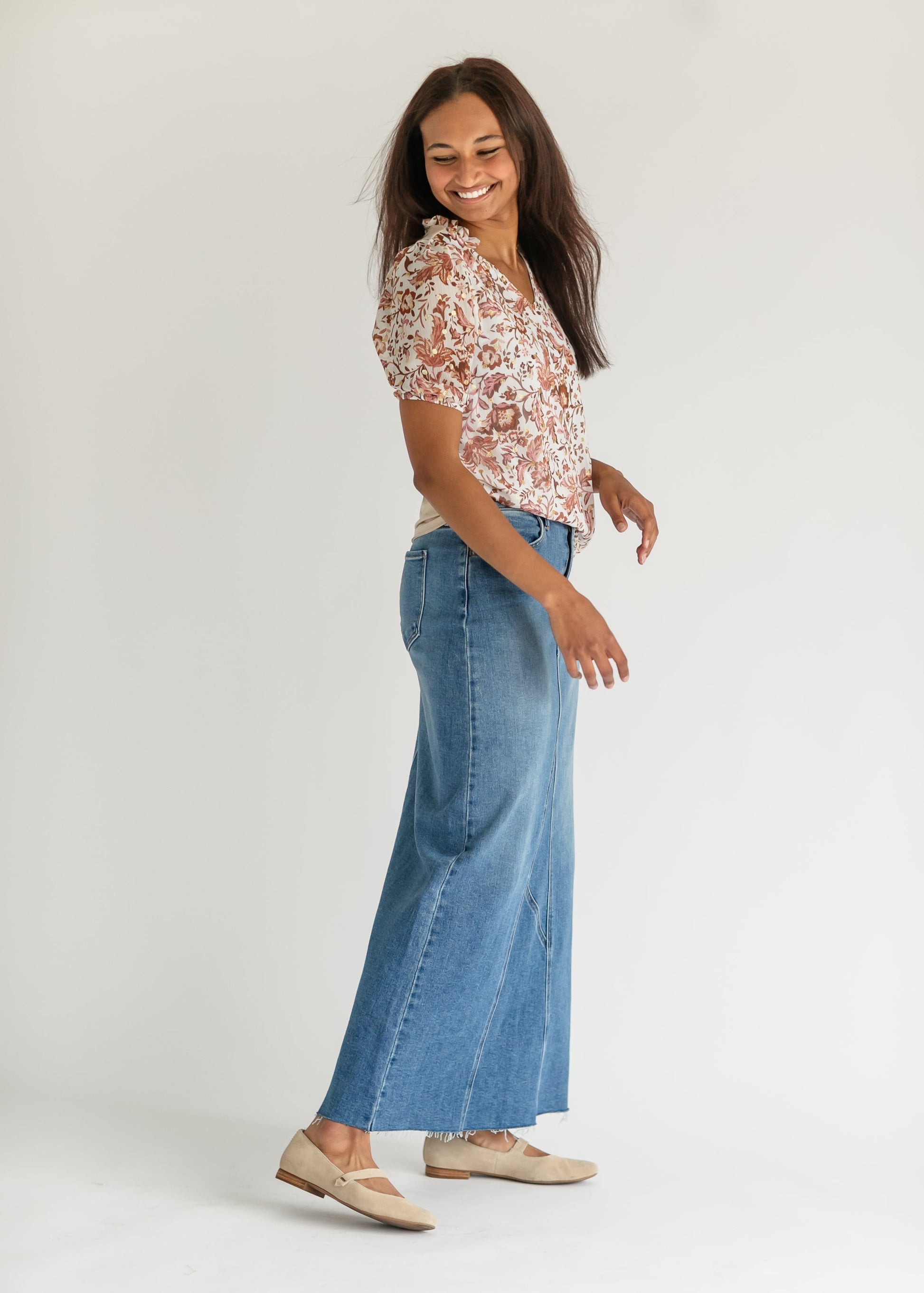 Lee A-Line Raw Hem Maxi Skirt - Concordia Style Boutique