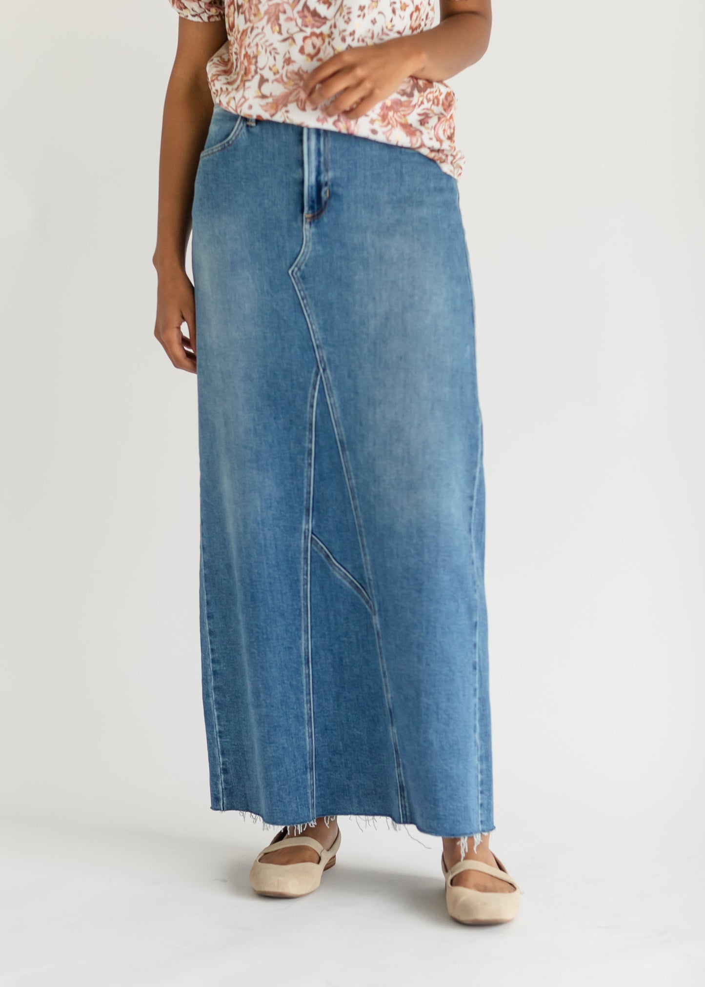 Lee A-Line Raw Hem Maxi Skirt - Concordia Style Boutique