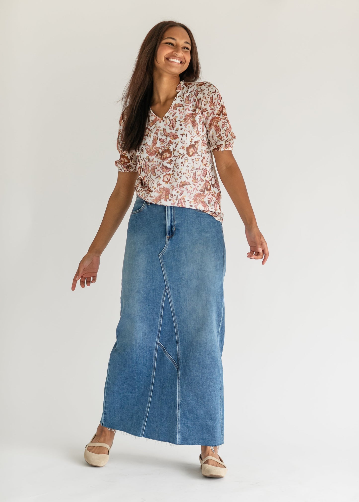 Lee A-Line Raw Hem Maxi Skirt - Concordia Style Boutique