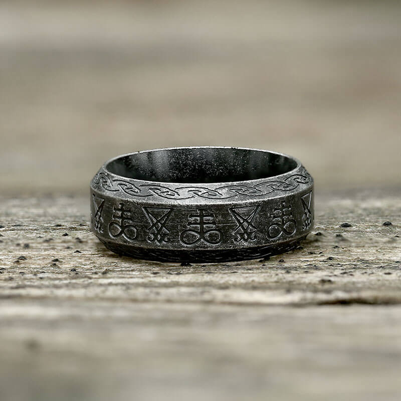 Leviathan Cross Lucifer Sigil Stainless Steel Ring
