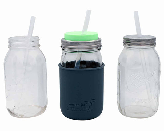 Long Silicone Reusable Straws for Quart or Pint & Half Mason Jars 6 Pack - Concordia Style Boutique