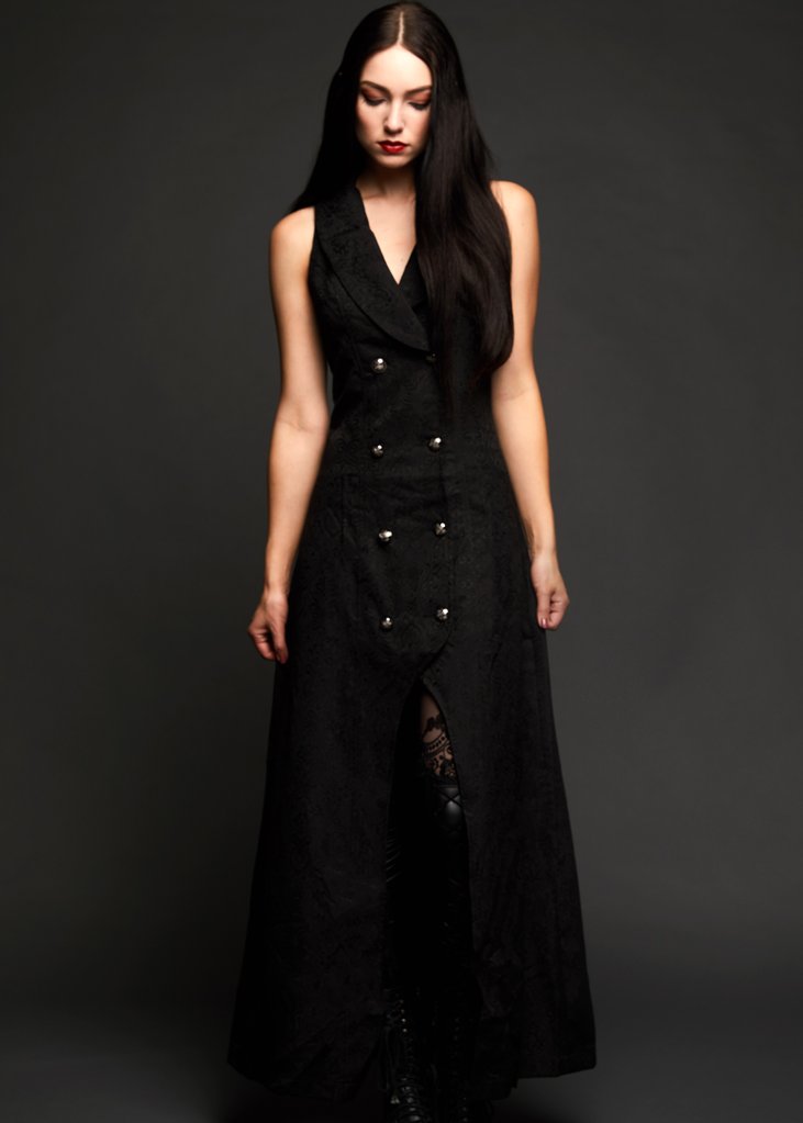 Black Long Sleeveless Gothic Coat - Concordia Style Boutique