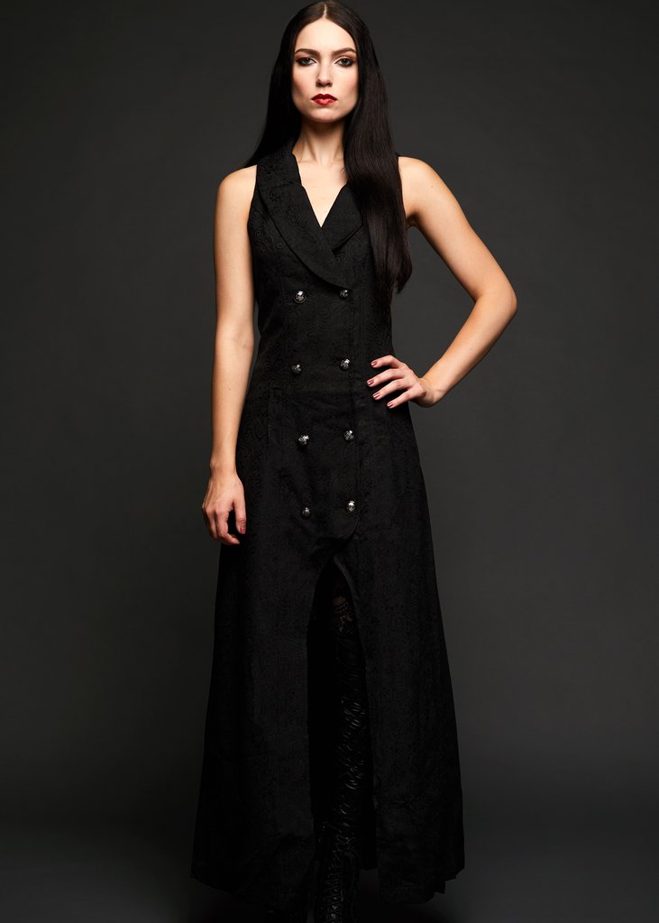 Black Long Sleeveless Gothic Coat - Concordia Style Boutique