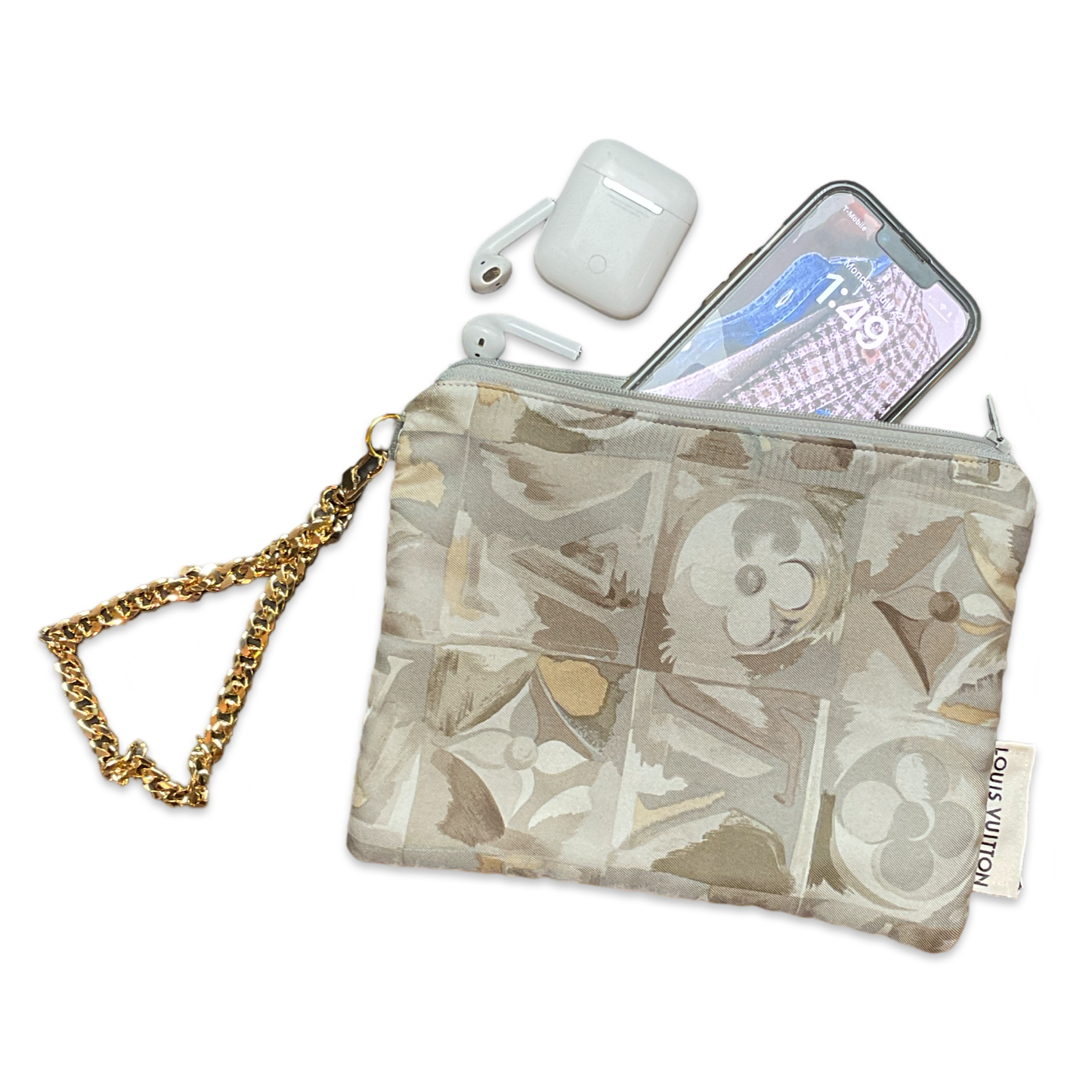 Au Fils du Temps Logo Vintage Silk Scarf Wristlet Bag