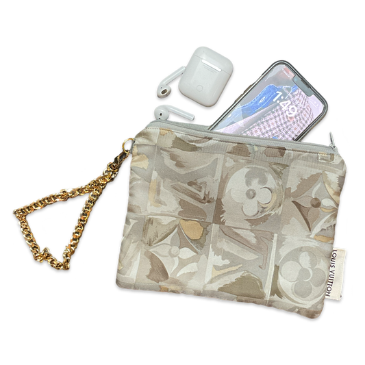 Au Fils du Temps Logo Vintage Silk Scarf Wristlet Bag