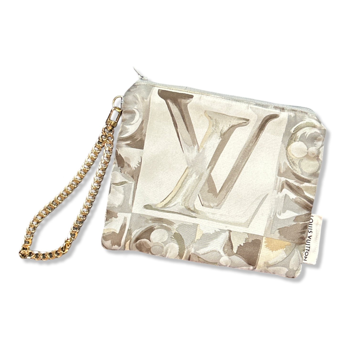 Au Fils du Temps Logo Vintage Silk Scarf Wristlet Bag