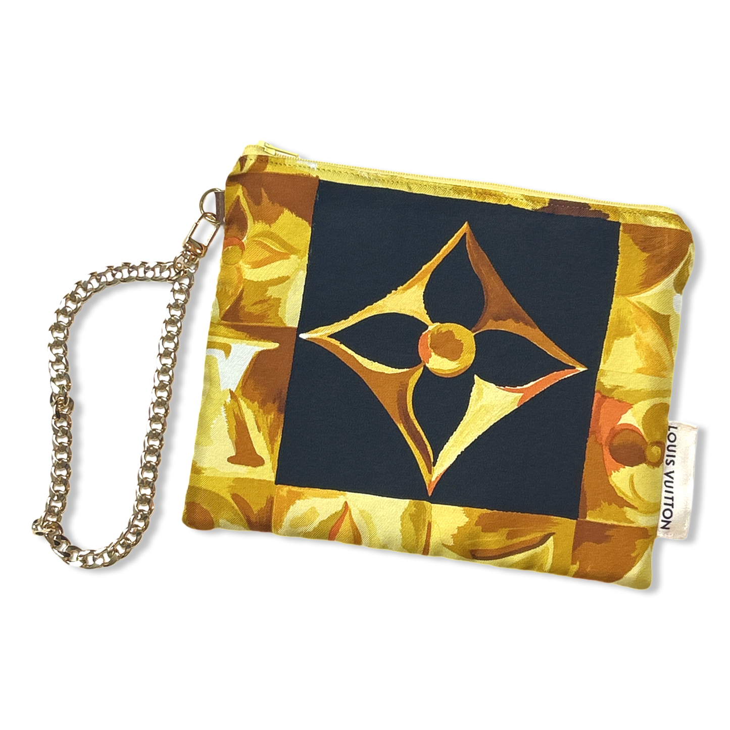 Au Fils du Temps Logo Vintage Silk Scarf Wristlet Bag