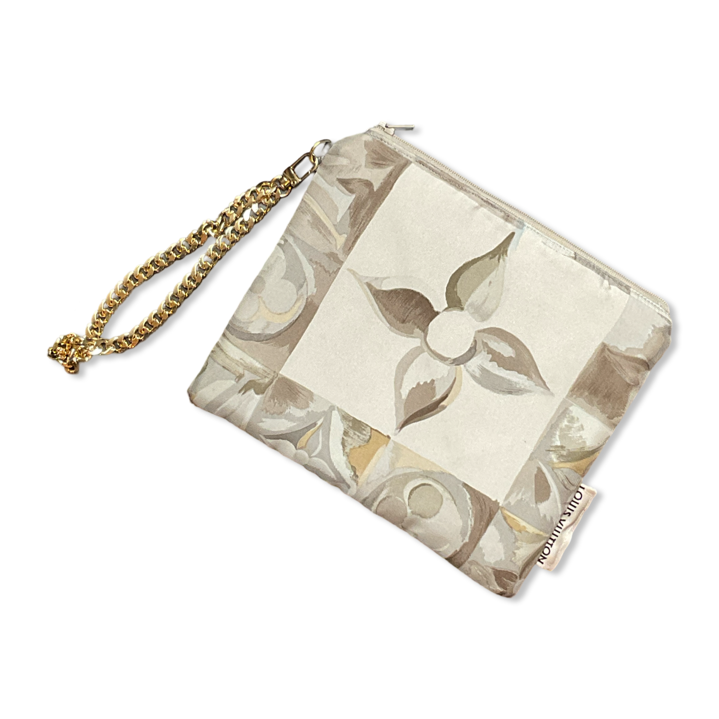 Au Fils du Temps Logo Vintage Silk Scarf Wristlet Bag