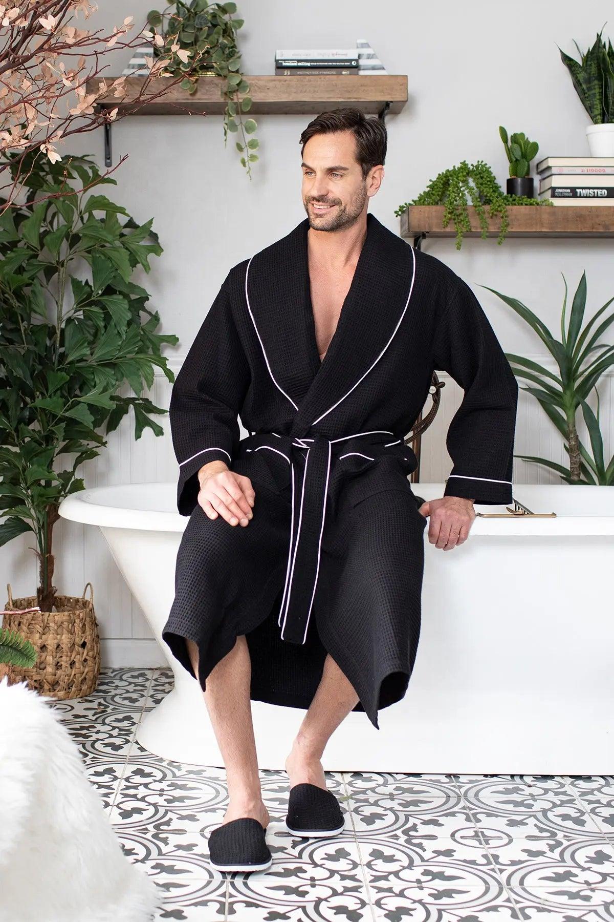 Premium Waffle Piping Robe for Men - Concordia Style Boutique