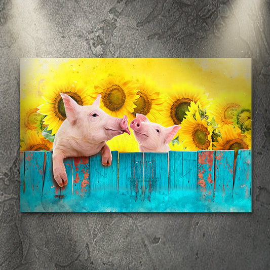 Sunflower Pigs Canvas Wall Art