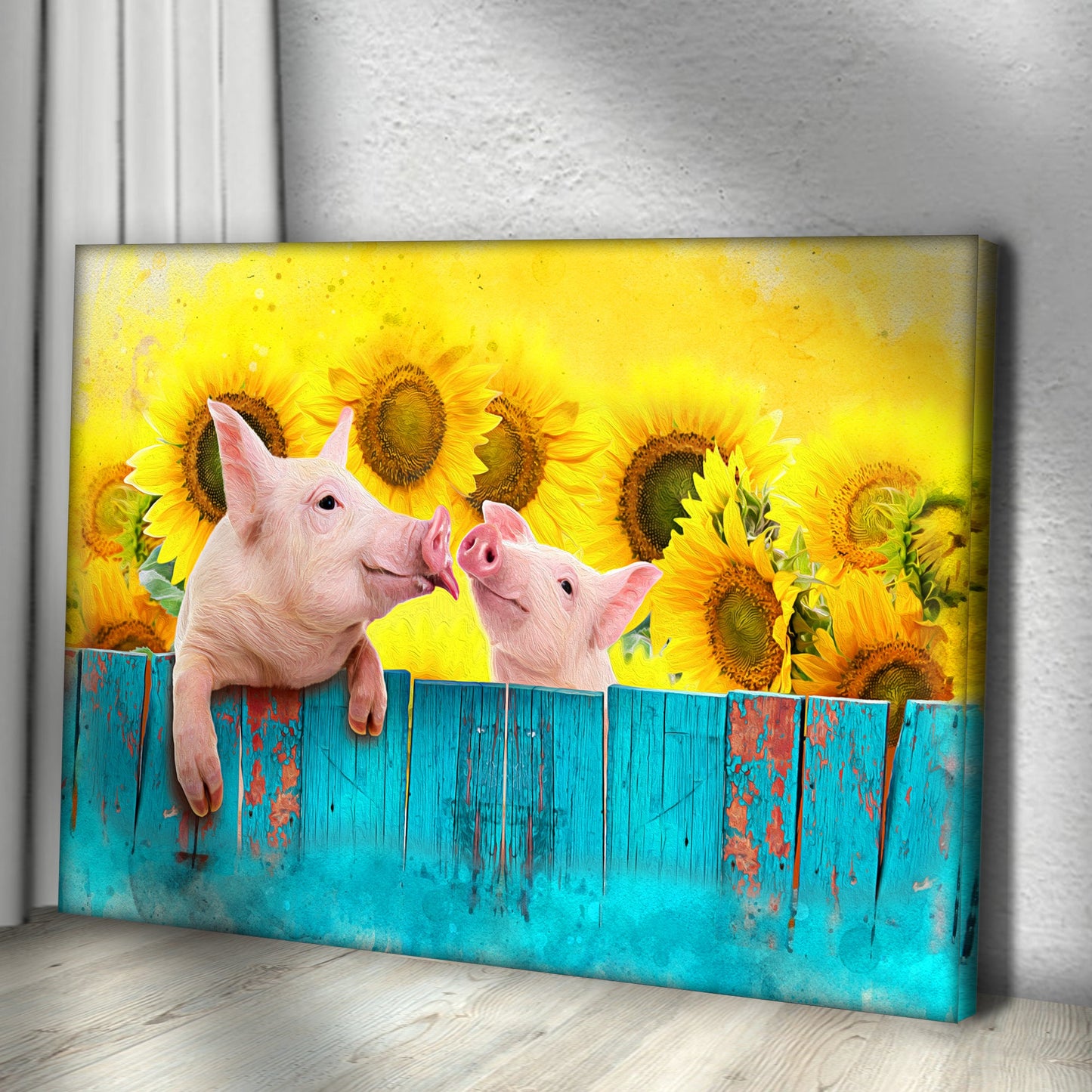 Sunflower Pigs Canvas Wall Art