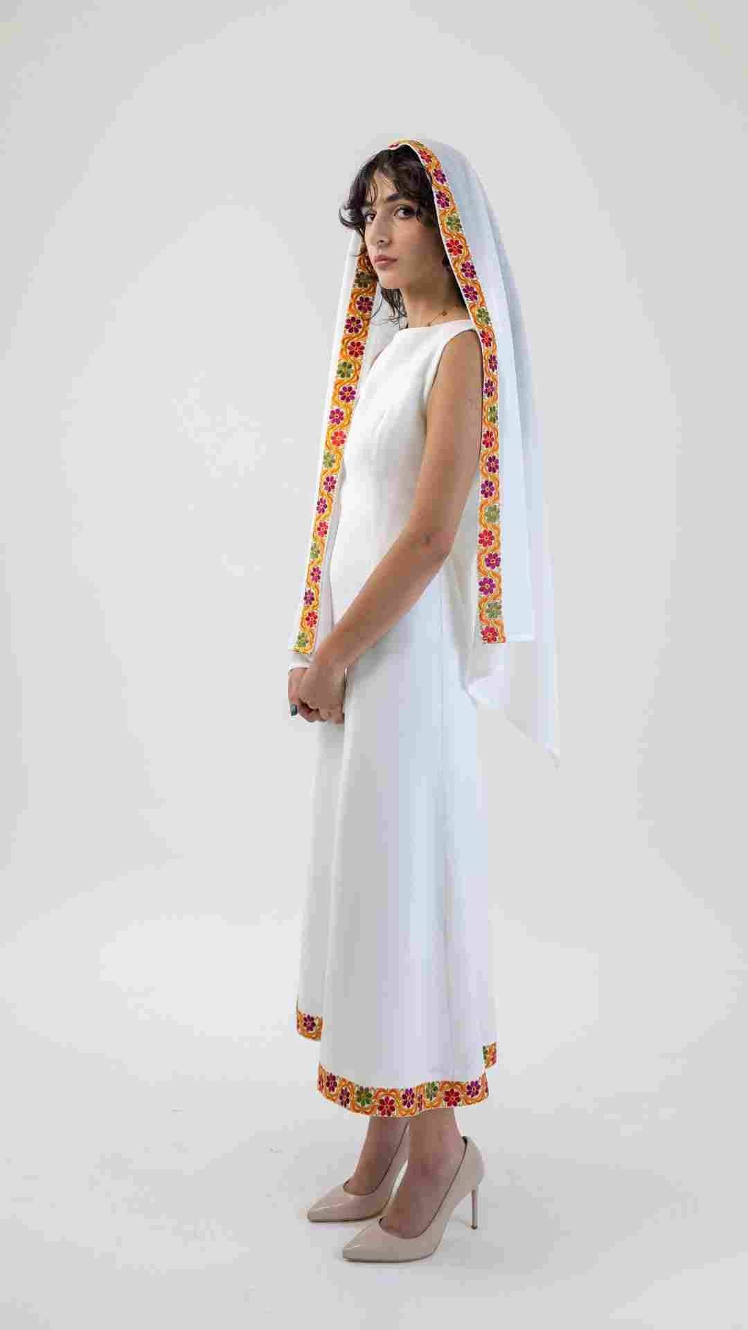 Machine-embroidered Shawl