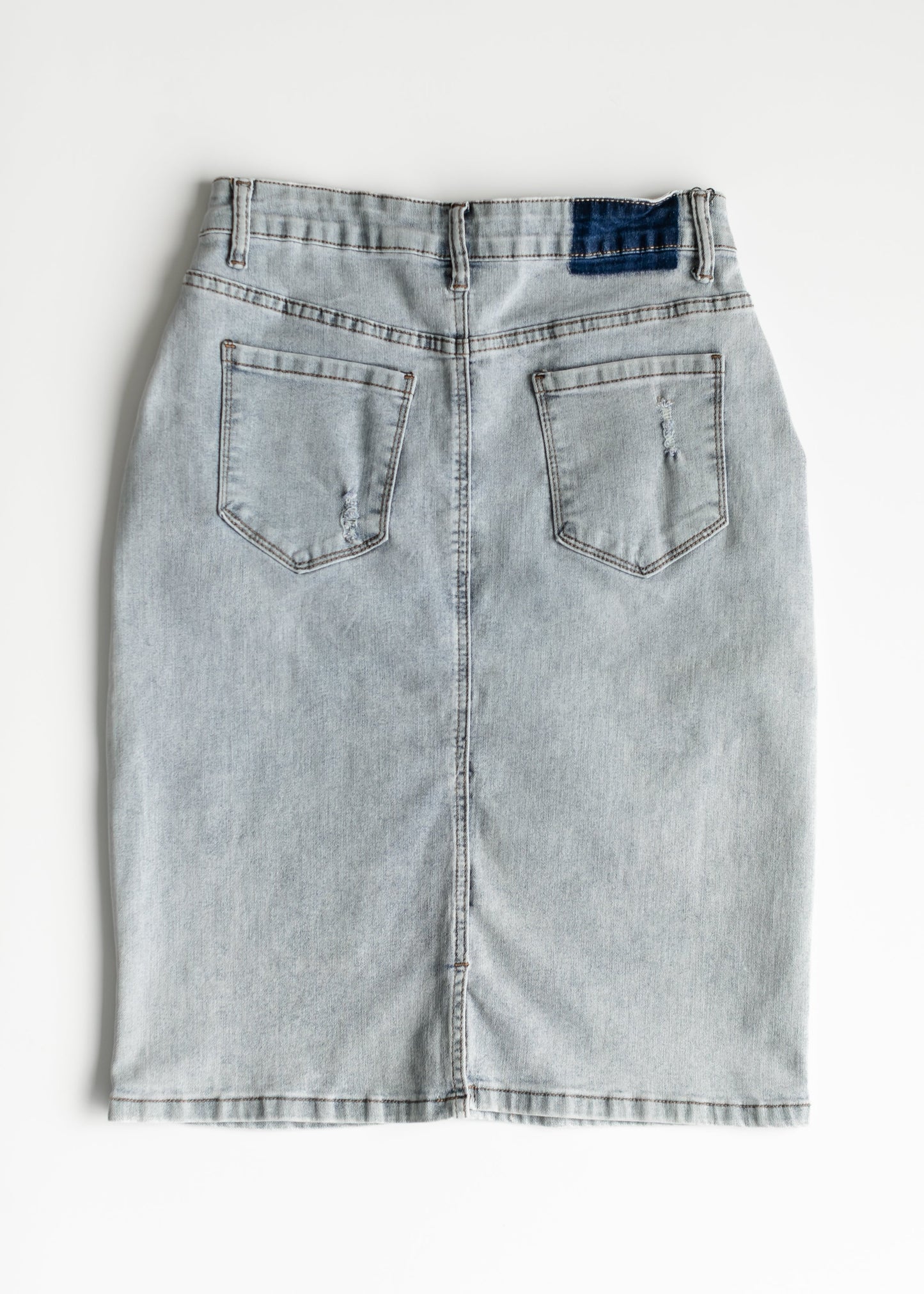 Maelia Distressed Denim Midi Skirt - Concordia Style Boutique