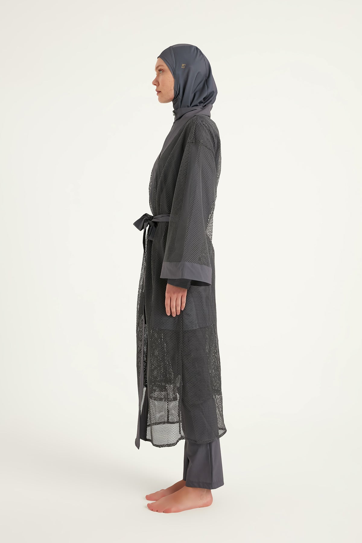 Charcoal Full Length Modest Mesh Kimono – Marina P2501-5