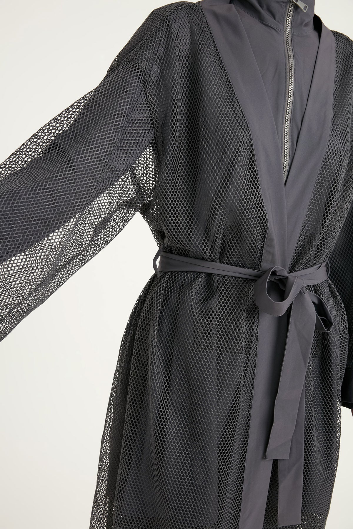 Charcoal Full Length Modest Mesh Kimono – Marina P2501-5