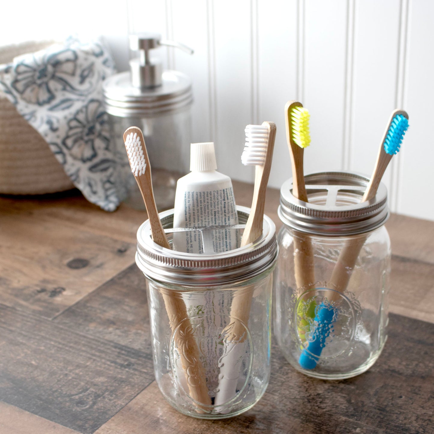 Toothbrush Holder Stainless Steel Lid for Mason Jars - Concordia Style Boutique