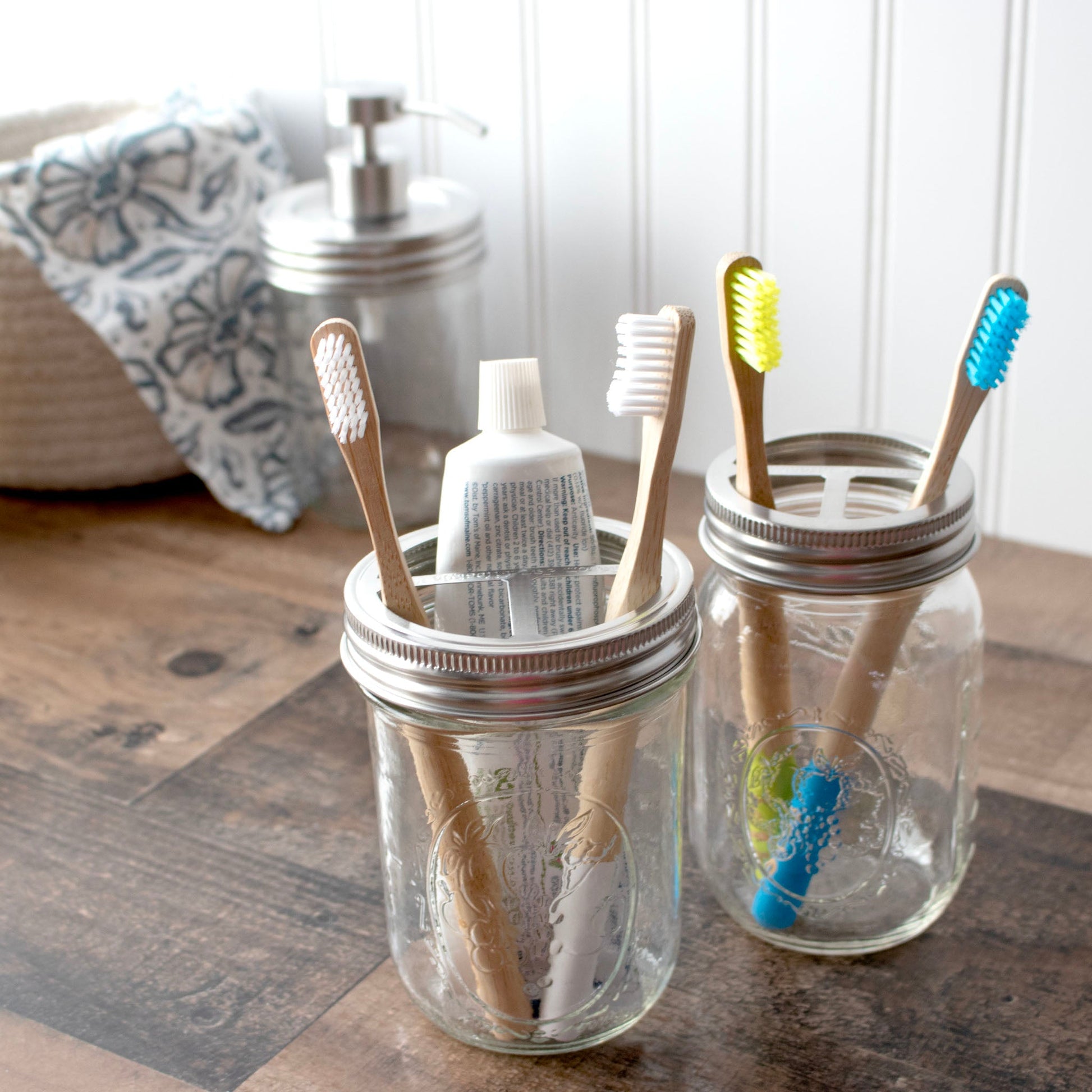 Toothbrush Holder Stainless Steel Lid for Mason Jars - Concordia Style Boutique