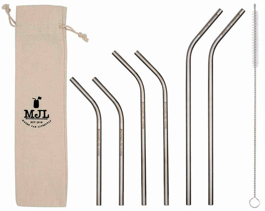 Combo 6 Pack Thin Bent Stainless Steel Straws for Mason Jars - Concordia Style Boutique