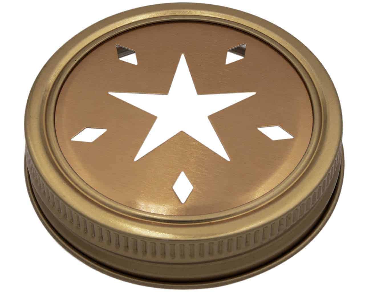 Star Pattern Gold or Copper Lid Inserts for Mason Jars 10 Pack - Concordia Style Boutique
