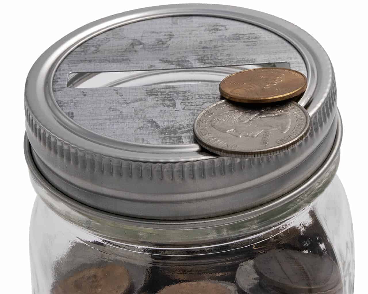 Coin Slot Bank Galvanized Metal Lid Insert for Mason Jars 10 Pack - Concordia Style Boutique