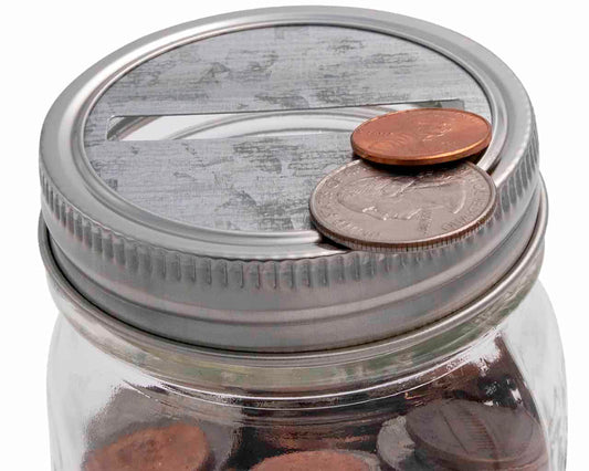 Coin Slot Bank Galvanized Metal Lid Insert for Mason Jars 10 Pack - Concordia Style Boutique